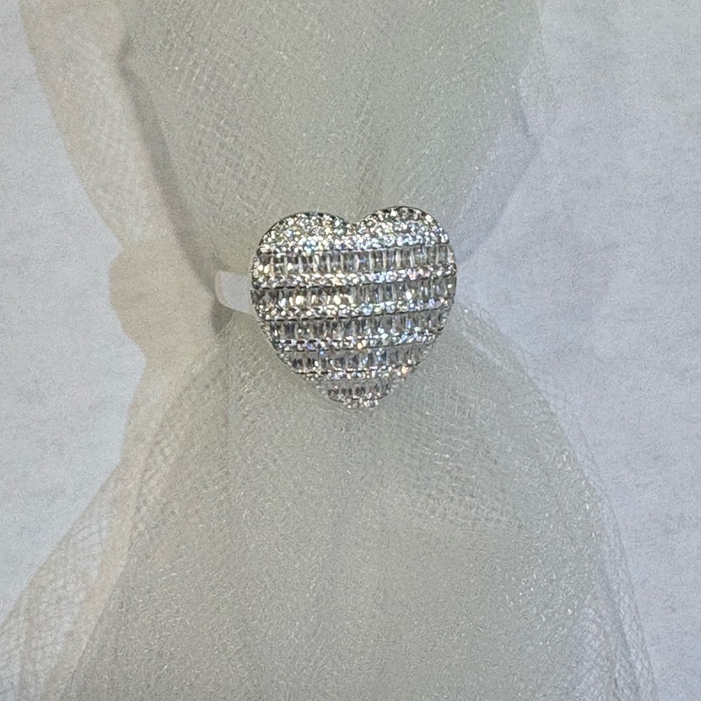Silver 925 Crystal Heart Ring - Women Jewelry